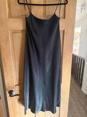 Vince Elegant Satin Black Slipdress Size M